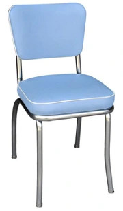 QUICKSHIP Deluxe Chrome Diner Chair Zodiac Bristol Blue and White Vinyl