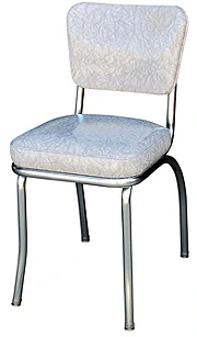 QUICKSHIP Deluxe Chrome Diner Chair Grey Cracked Ice Vinyl
