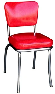 QUICKSHIP Deluxe Chrome Diner Chair Red Cracked Ice Vinyl