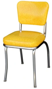 QUICKSHIP Deluxe Chrome Diner Chair Yellow Cracked Ice Vinyl
