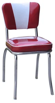 QUICKSHIP V Back Deluxe Chrome Diner Chair Zodiac Glitter Burgundy Red and Glitter Silver Vinyl