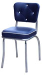 QUICKSHIP Diamond Tufted Back Diner Chair Blue and White Vinyl