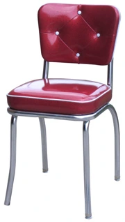 QUICKSHIP Diamond Tufted Chrome Diner Chair Zodiac Glitter Burgundy Red and Glitter Silver Vinyl