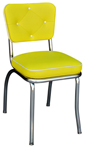 QUICKSHIP Diamond Tufted Back Diner Chair Yellow and White Vinyl