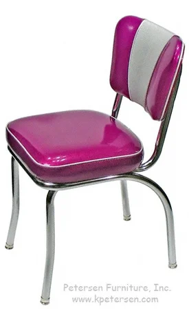 Deluxe V Back Diner Restaurant Chair Silver and Fuscia Glitter Vinyl