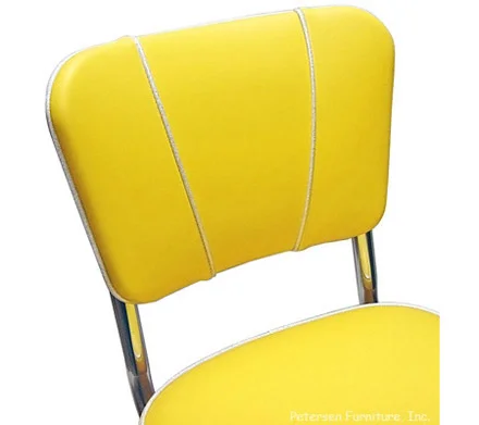 Deluxe V Back Diner Restaurant Chair Yellow and Silver Detail