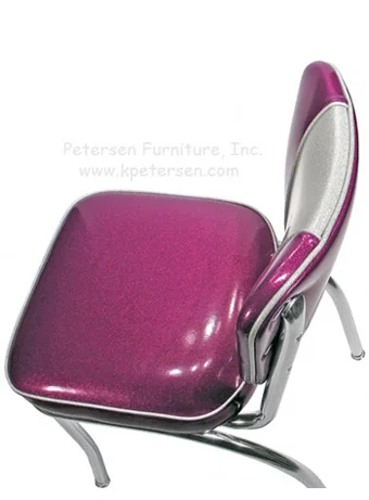 Deluxe V Back Diner Restaurant Chair Silver and Fuscia Glitter Vinyl Overhead View