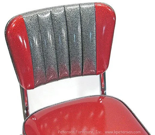 Chrome Diner Chair Two Tone Deluxe Channel Back Detail