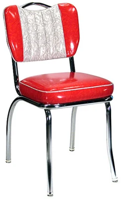 Two Tone Channel Back With Handle Chrome Diner Chair