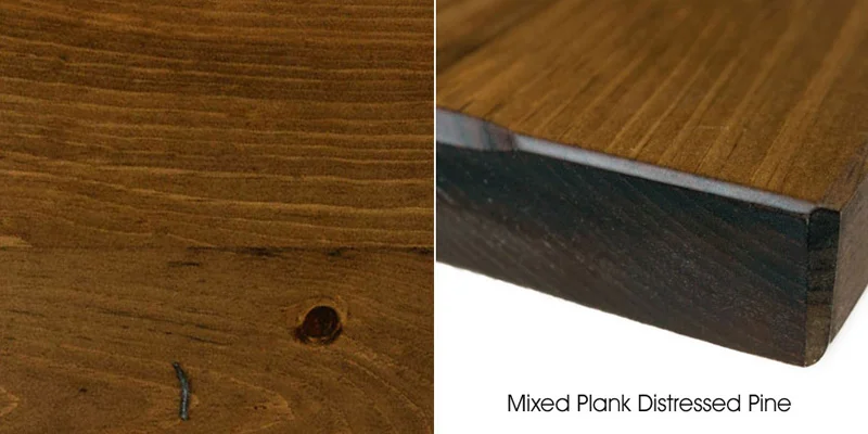 Mixed Plank Distressed Pine Restaurant Table Detail