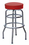 QUICKSHIP Double Ring Budget Chrome Bar Stool Wine Vinyl