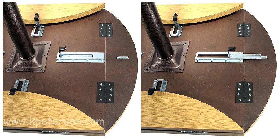 Dropleaf Table Hardware with Black Hinges Slide Bar Positions