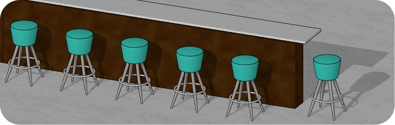 Retro Chrome Drum Bar Stools Diner Chairs Installation Drawing