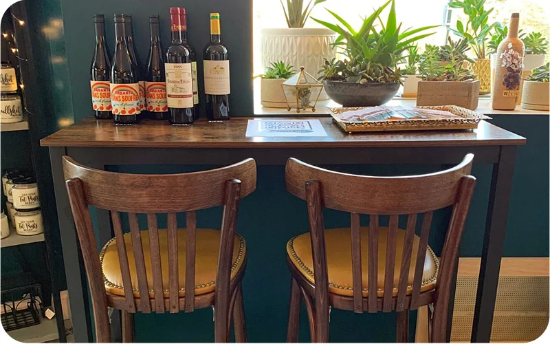 Wood Bistro Bar Stool Wine Bar Installation