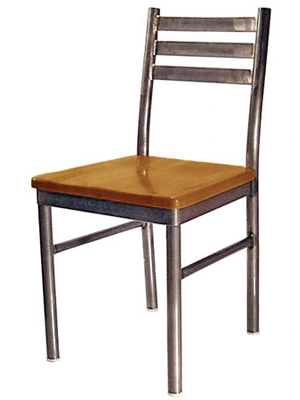 Ferro Steel Restaurant Chair with Wood Seat