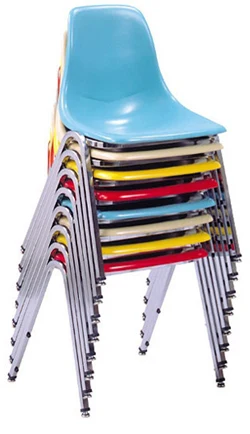 Fiberglass Shell Seat Stacking Chairs Chrome Frame Stacked