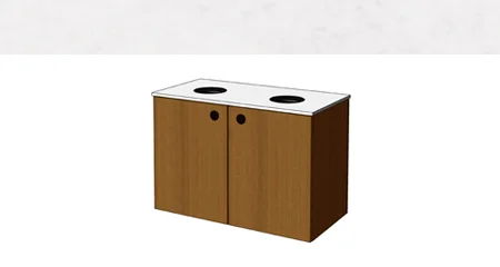 Flat Top Drop Double Waste Receptacle Cabinet