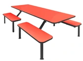 Flat bench seat industrial cafeteria unit for 8 people