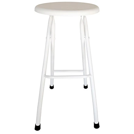 White Folding Steel Bar Stool Front View