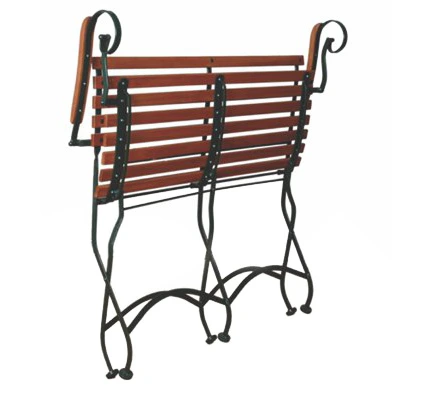 Parisian Style Folding Bistro Two Seat Bench with Armrests Folded Position