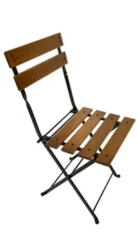 Reproduction French Bistro Cafe Folding Side Chair Chestnut Slats Side View