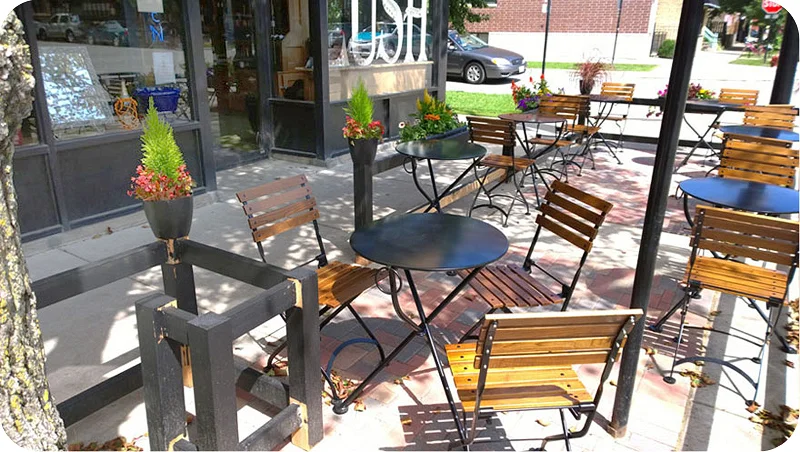 19th Century Reproduction French Bistro Outdoor Folding Chairs Installation Chicago