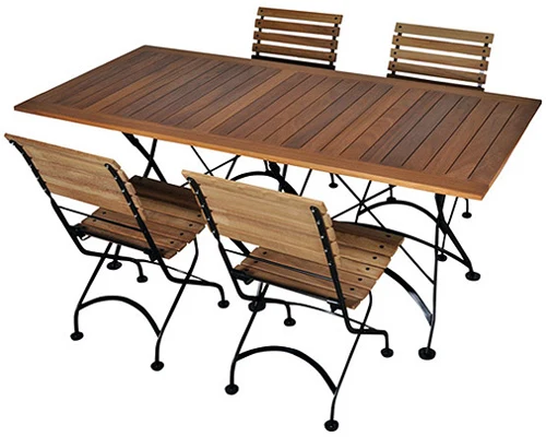 Deluxe Teak Folding Bistro Chairs with Teak Table