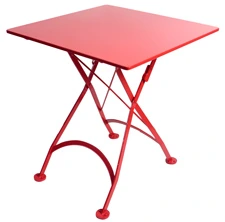 French Bistro Small Red Square Steel Outdoor Folding Table