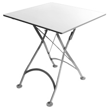 French Bistro Small White Square Steel Outdoor Folding Table