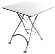 French Bistro Small White Square Steel Outdoor Folding Table