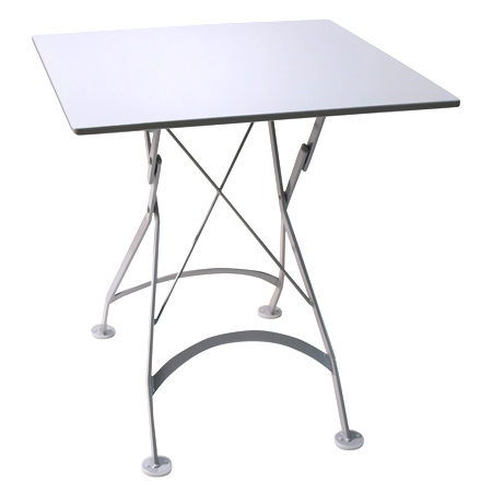 French Bistro Small 24 X 24 Inch Square Steel Outdoor Folding Table White