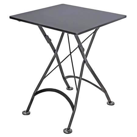 French Bistro Small 24 X 24 Inch Square Steel Outdoor Folding Table Black
