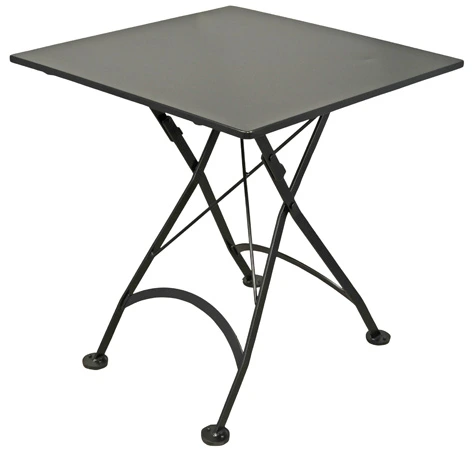 French Bistro 32 X 32 Inch Square Steel Outdoor Folding Table Black