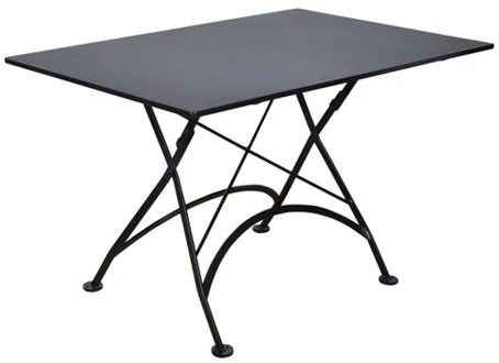 French Bistro 32 X 48 Inch Rectangular Steel Outdoor Folding Table Black