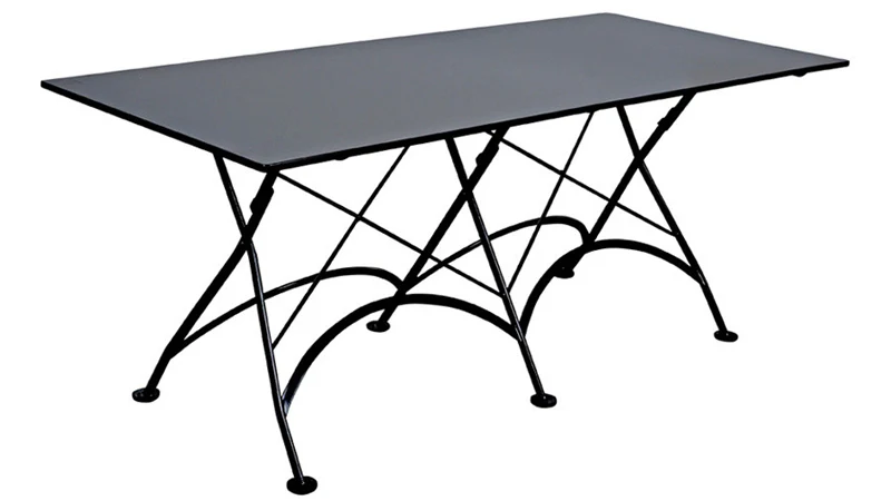 French Bistro 32 X 48 Inch Rectangular Steel Outdoor Folding Table Black