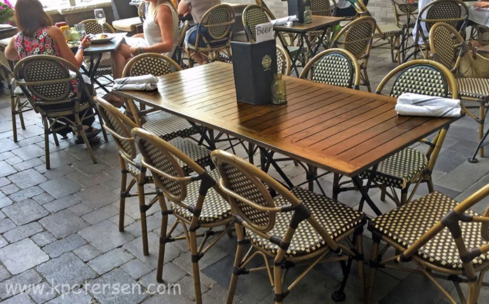 Large Capacity Rectangular Walnut Stained Chestnut Folding Table with Chairs Installation