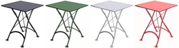 French Bistro Small Square Steel Outdoor Folding Tables In Colors
