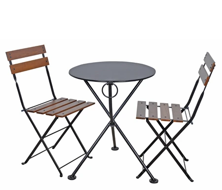 Round Steel Outdoor Tripod Folding Table and Chairs