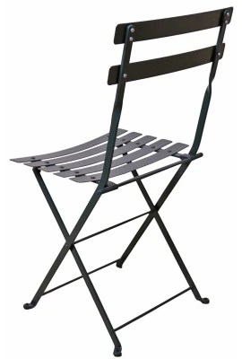 French Steel Garden Chair Black Rear View