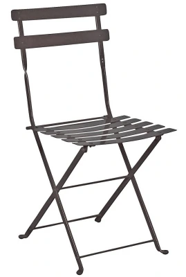 French Steel Garden Chair Black Front View