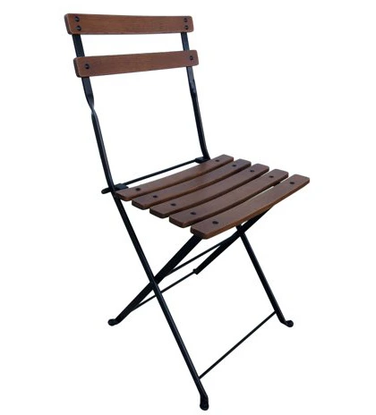French Garden Bistro Folding Chair - Curved Rounded Chestnut Slats