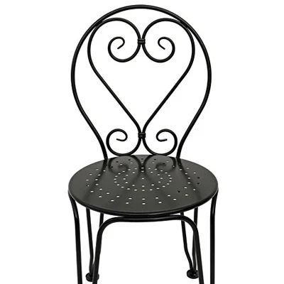 French Style Ornate Wrought Ice Cream Chair Front Detail