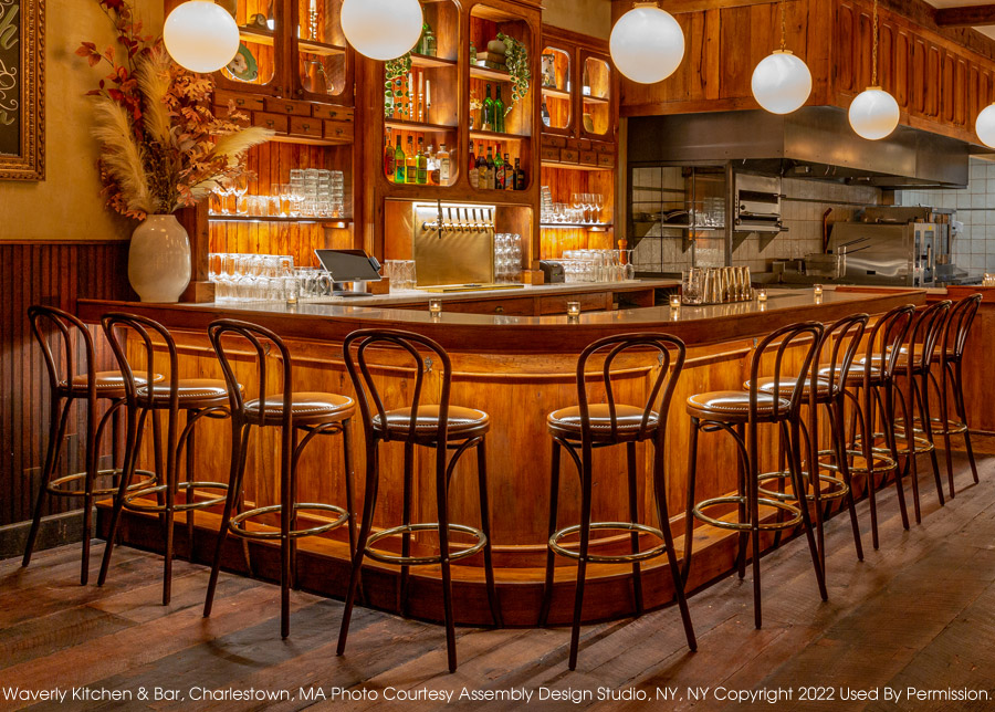 Bentwood Barstools Waverly Kitchen & Bar, Charlestown, MA - Photo Courtesy Of Assembly Design Studio, NY, NY