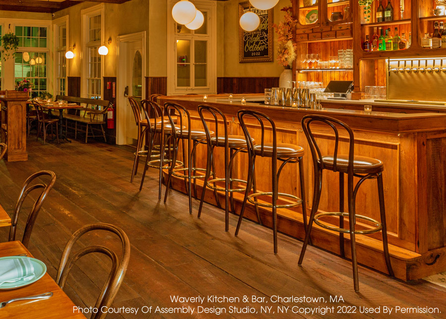 Bentwood Barstools Waverly Kitchen & Bar, Charlestown, MA - Photo Courtesy Of Assembly Design Studio, NY, NY