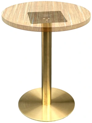 Gold Stainless Steel Table Base With Wood Top