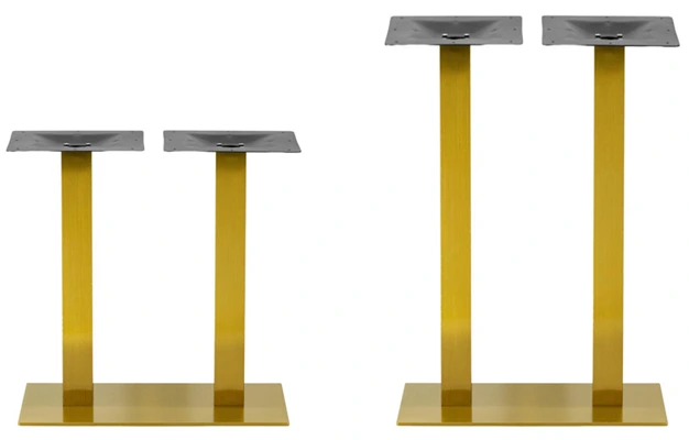 Square Gold Stainless Steel Table Bases Dining Height, Bar Height