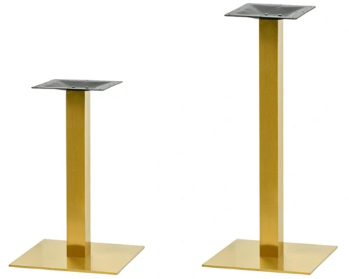 Square Gold Stainless Steel Table Bases Dining Height, Bar Height