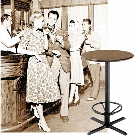 Stand Up Height Restaurant and Bar Table Base with Footrest