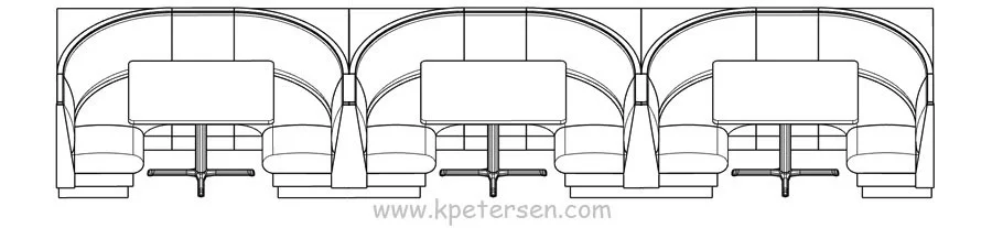 Half Circle Restaurant Booths Group Typical Style Perspective View