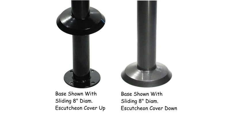 Heavy Duty Bolt Down Table Base Footrest Option and Escutcheon Cover Details
